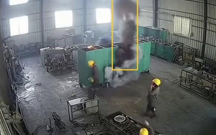 Real screenshot from the Vengeea dashboard: smoke identified on a factory camera, bounding box and confidence score overlaid